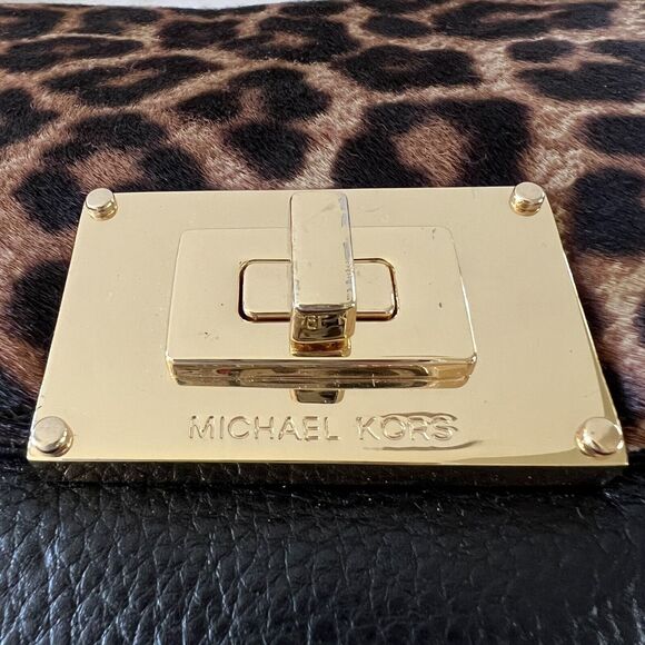 MICHAEL KORS Sloan Cheetah Natural Leather Clutch Bag - Picture 3 of 10